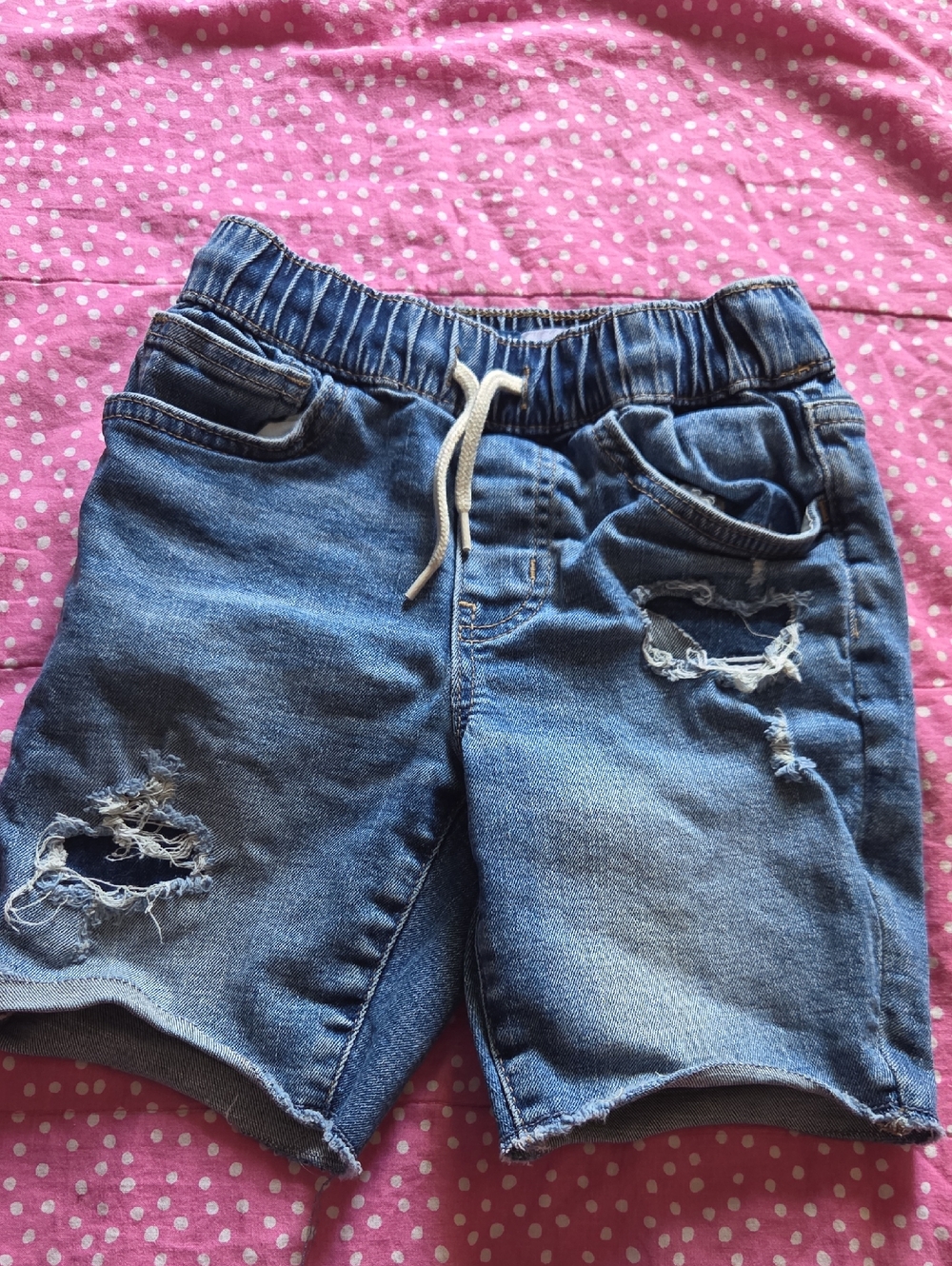 🩵2 For $15🩵Old Navy Blue Distressed Denim Shorts with Drawstring Size 6-7